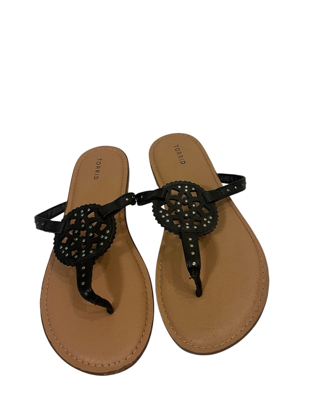 torrid Black Thong Sandals with Decorative Medallion Shoes